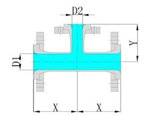 ข้อต่อทีและกากบาทลดขนาดเคลือบแก้ว
